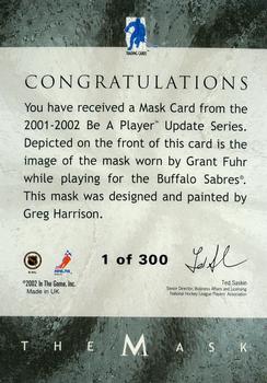 2015-16 In The Game Final Vault - 2001-02 Between The Pipes -The Mask Silver  (Green Vault Stamp) #NNO Grant Fuhr Back