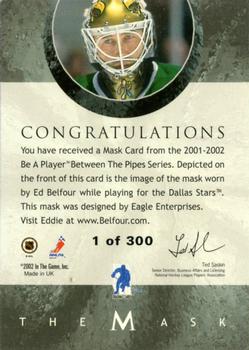 2015-16 In The Game Final Vault - 2001-02 Between The Pipes -The Mask Silver  (Silver Vault Stamp) #NNO Ed Belfour Back