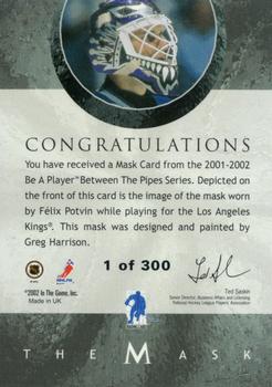 2015-16 In The Game Final Vault - 2001-02 Between The Pipes -The Mask Silver  (Silver Vault Stamp) #NNO Felix Potvin Back