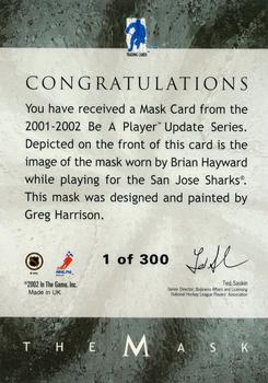 2015-16 In The Game Final Vault - 2001-02 Between The Pipes -The Mask Silver  (Gold Vault Stamp) #NNO Brian Hayward Back