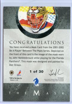 2015-16 In The Game Final Vault - 2001-02 Between The Pipes -The Mask Gold  (Green Vault Stamp) #NNO John Vanbiesbrouck Back