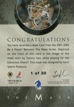 2015-16 In The Game Final Vault - 2001-02 Between The Pipes -The Mask Gold  (Green Vault Stamp) #NNO Tommy Salo Back