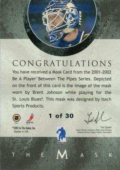 2015-16 In The Game Final Vault - 2001-02 Between The Pipes -The Mask Gold  (Green Vault Stamp) #NNO Brent Johnson Back