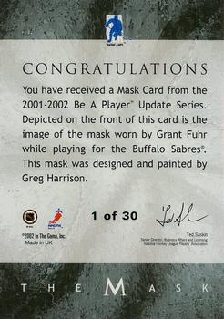 2015-16 In The Game Final Vault - 2001-02 Between The Pipes -The Mask Gold  (Green Vault Stamp) #NNO Grant Fuhr Back