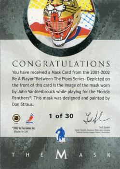 2015-16 In The Game Final Vault - 2001-02 Between The Pipes -The Mask Gold  (Silver Vault Stamp) #NNO John Vanbiesbrouck Back