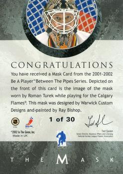 2015-16 In The Game Final Vault - 2001-02 Between The Pipes -The Mask Gold  (Silver Vault Stamp) #NNO Roman Turek Back
