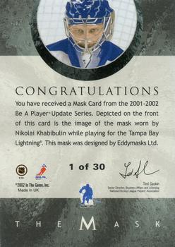 2015-16 In The Game Final Vault - 2001-02 Between The Pipes -The Mask Gold  (Gold Vault Stamp) #NNO Nikolai Khabibulin Back