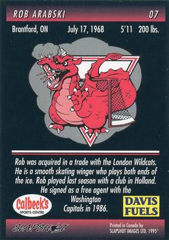 1994-95 Slapshot Brantford Smoke (CoHL) #7 Rob Arabski Back