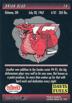 1994-95 Slapshot Brantford Smoke (CoHL) #14 Brian Blad Back
