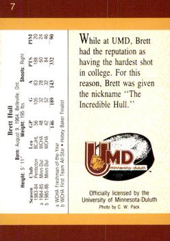 1990-91 Minnesota-Duluth Bulldogs (NCAA) Brett Hull Collection #7 Brett Hull Back