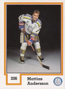 1990-91 Semic Elitserien (Swedish) Stickers #206 Mattias Andersson Front