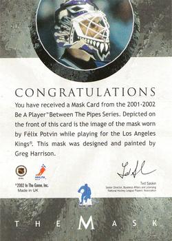 2001-02 Be a Player Between the Pipes - The Mask  Toronto Fall Expo #NNO Felix Potvin Back