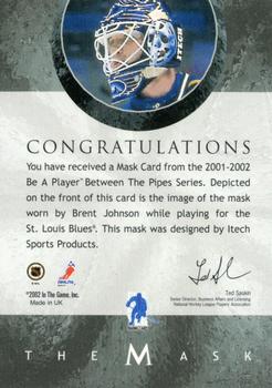 2001-02 Be a Player Between the Pipes - The Mask  Toronto Fall Expo #NNO Brent Johnson Back