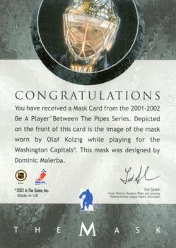 2001-02 Be a Player Between the Pipes - The Mask  Toronto Fall Expo #NNO Olaf Kolzig Back