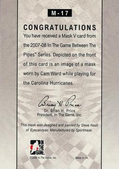 2015-16 In The Game Final Vault - 2007-08 In The Game Between The Pipes - The Mask V (Silver Vault Stamp) #M-17 Cam Ward Back
