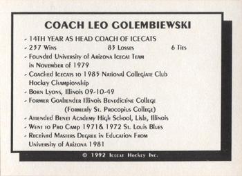 1992-93 Arizona Icecats (ACHA) #NNO Leo Golembiewski Back