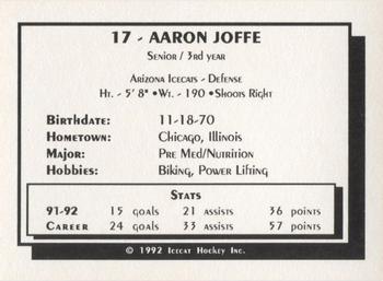 1992-93 Arizona Icecats (ACHA) #NNO Aaron Joffe Back