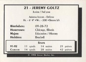 1992-93 Arizona Icecats (ACHA) #NNO Jeremy Goltz Back