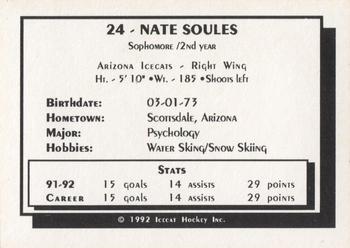 1992-93 Arizona Icecats (ACHA) #NNO Nate Soules Back