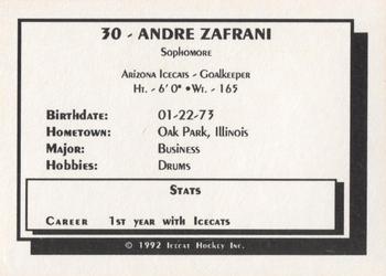 1992-93 Arizona Icecats (ACHA) #NNO Andre Zafrani Back