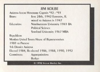 1992-93 Arizona Icecats (ACHA) #NNO Jim Kolbe Back