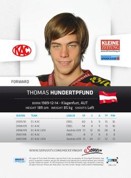 2010-11 Erste Bank Eishockey Liga #52 Thomas Hundertpfund Back