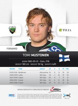 2010-11 Erste Bank Eishockey Liga #90 Tomi Mustonen Back