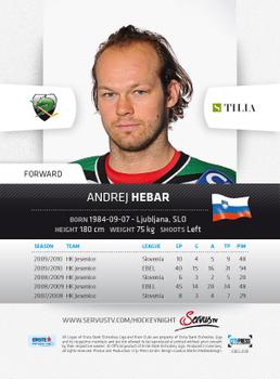 2010-11 Erste Bank Eishockey Liga #99 Andrej Hebar Back