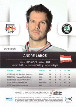 2010-11 Erste Bank Eishockey Liga #116 Andre Lakos Back