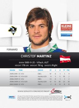 2010-11 Erste Bank Eishockey Liga #225 Christof Martinz Back