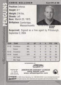 2004-05 Choice Wilkes-Barre/Scranton Penguins (AHL) #4 Chris Kelleher Back