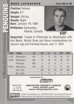 2004-05 Choice Wilkes-Barre/Scranton Penguins (AHL) #8 Ross Lupaschuk Back
