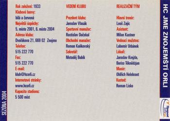 2004-05 Czech OFS - Team Cards #14 Robert Slavik Back