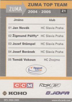 2004-05 Czech OFS - Zuma Stars #1 Jaromir Jagr Back