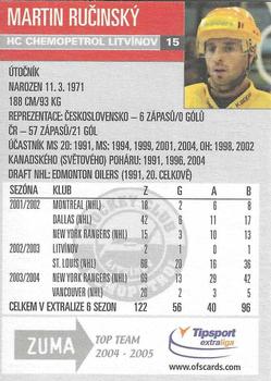 2004-05 Czech OFS - Zuma Top Team #15 Martin Rucinsky Back