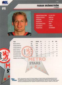 2004-05 Playercards (DEL) #43 Fabian Brannstrom Back