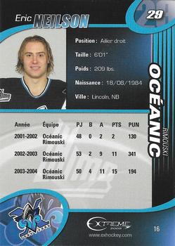2004-05 Extreme Rimouski Oceanic (QMJHL) #16 Eric Neilson Back