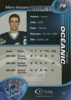 2004-05 Extreme Rimouski Oceanic (QMJHL) #17 Marc-Antoine Pouliot Back