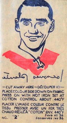 1962-63 York Peanut Butter Iron-On Transfers #2 Jacques Plante Front