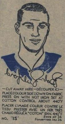 1962-63 York Peanut Butter Iron-On Transfers #15 Bob Pulford Front