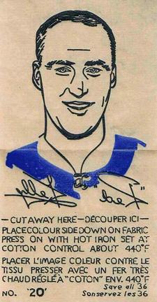 1962-63 York Peanut Butter Iron-On Transfers #20 Red Kelly Front