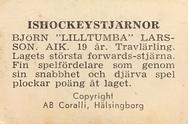 1964 Coralli Hockeystjarnor (Swedish) #43 Bjorn Larsson Back
