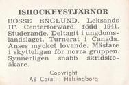 1964 Coralli Hockeystjarnor (Swedish) #52 Bo Englund Back