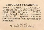 1964 Coralli Hockeystjarnor (Swedish) #125 Sven Johansson Back