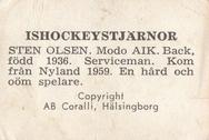 1964 Coralli Hockeystjarnor (Swedish) #153 Sten Olsen Back