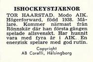 1964 Coralli Hockeystjarnor (Swedish) #155 Tor Haarstad Back