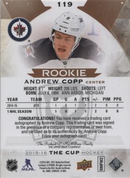 2015-16 Upper Deck The Cup - Gold Spectrum Foil #119 Andrew Copp Back