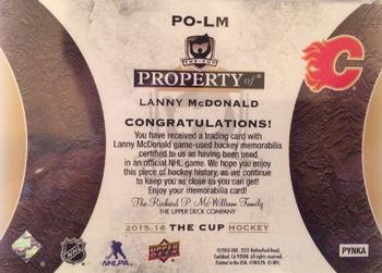 2015-16 Upper Deck The Cup - Property Of... Stick Nameplate #PO-LM Lanny McDonald Back