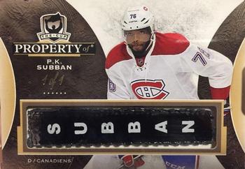 2015-16 Upper Deck The Cup - Property Of... Stick Nameplate #PO-PS P.K. Subban Front