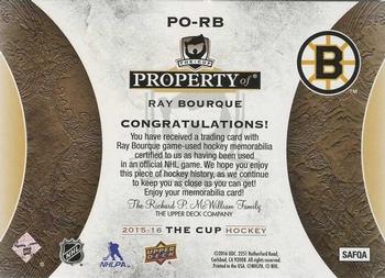 2015-16 Upper Deck The Cup - Property Of... Stick Nameplate #PO-RB Ray Bourque Back